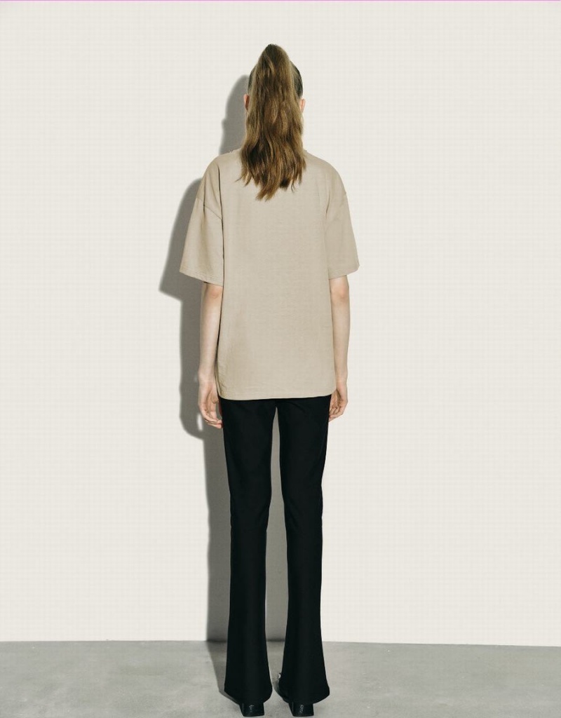 T Shirts Urban Revivo Regular With Necklace Femme Kaki | URU409NJ