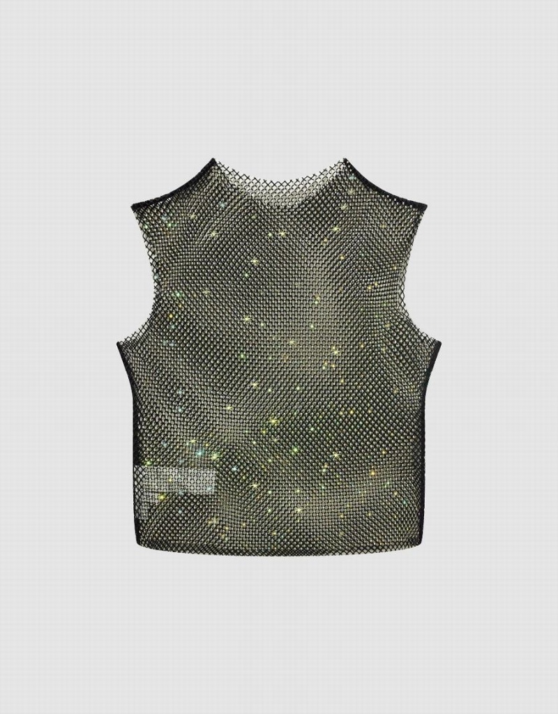 T Shirts Urban Revivo Sheer Crew Neck Femme Noir | QEU560OT