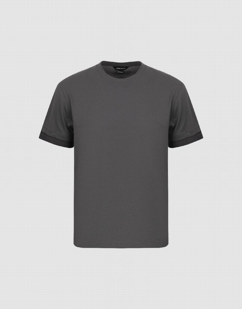 T Shirts Urban Revivo Standard Sleeve Crew Neck Homme Grise | EYL6151AK