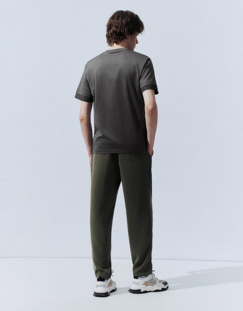 T Shirts Urban Revivo Standard Sleeve Crew Neck Homme Grise | EYL6151AK