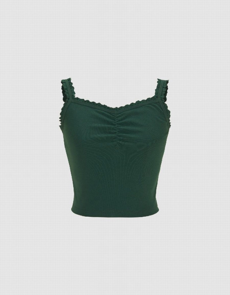 T Shirts Urban Revivo U Neck Mince Femme Vert | JYY850QY