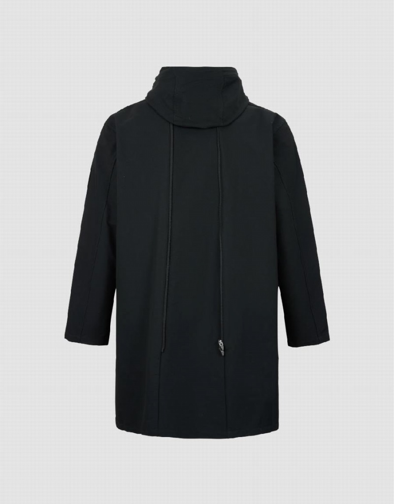 Trench Urban Revivo Encapuchonné Trench Homme Noir | EGY7735IG