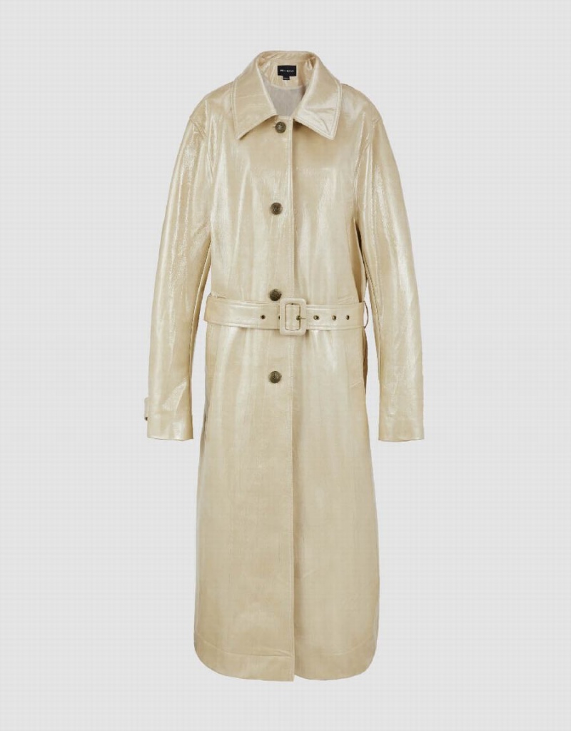 Trench Urban Revivo Vegan Cuir With Belt Femme Kaki | HFH3754YG