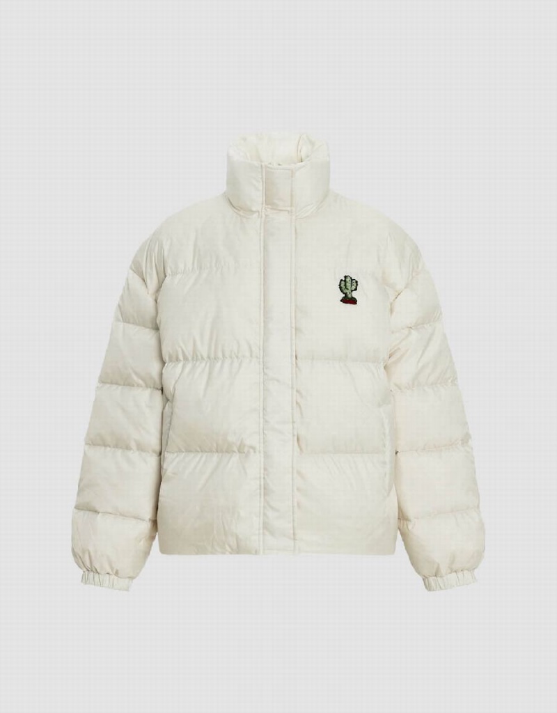 Veste Puffer Urban Revivo Cactus Embossed Stand Collar Femme Blanche | GRT2260QB