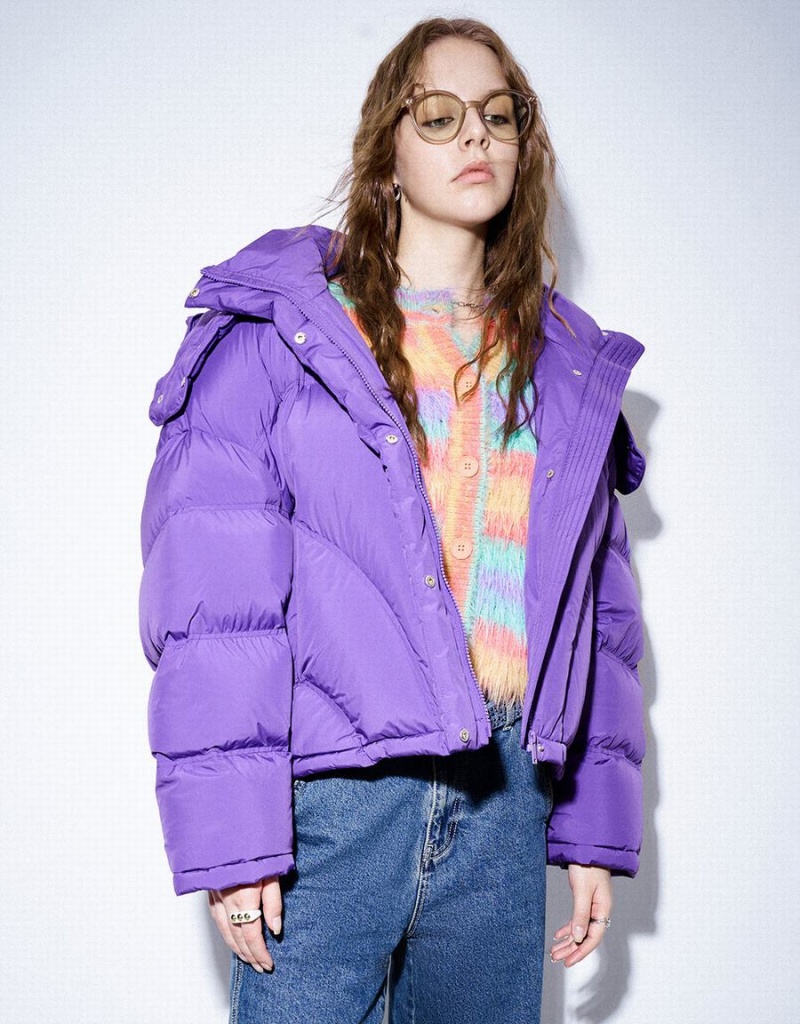 Veste Puffer Urban Revivo Drop Shoulder Sleeve Femme Violette | KMJ6780FI