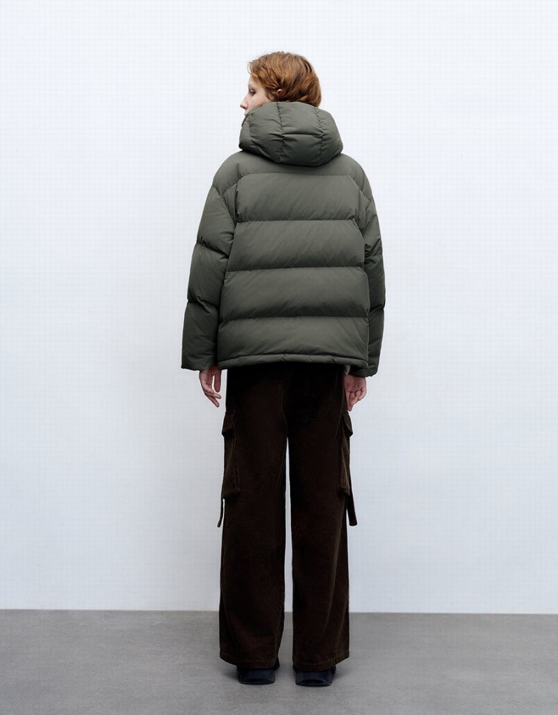 Veste Puffer Urban Revivo Encapuchonné A-Line Femme Vert | WEW2359DA