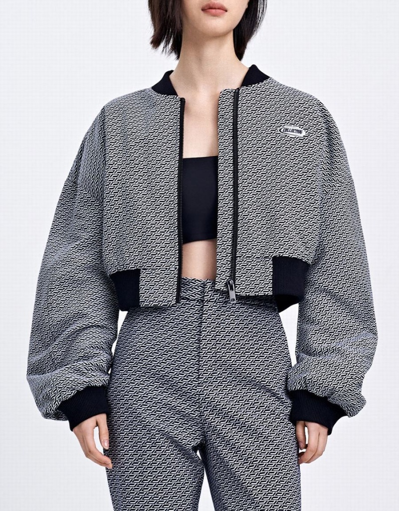 Veste Puffer Urban Revivo Letter Detail Geo Print Femme Grise | AXG7290CU