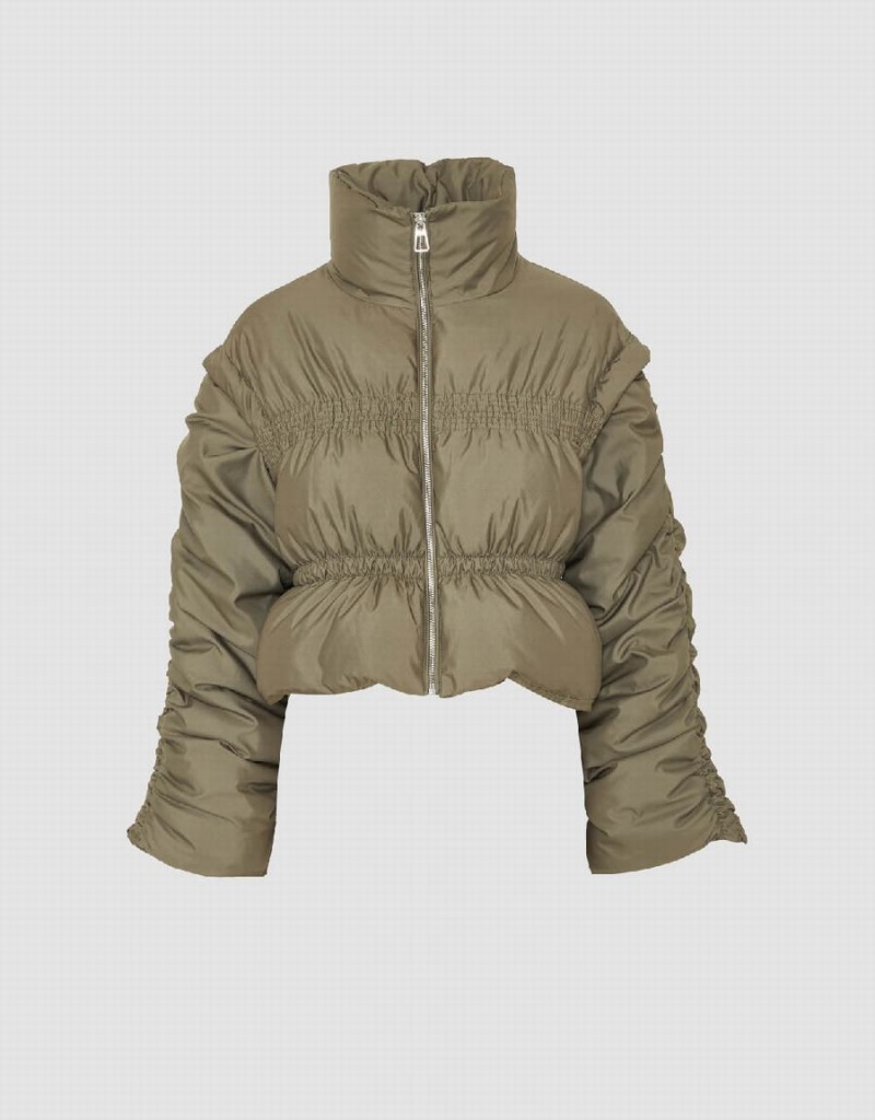 Veste Puffer Urban Revivo Raglan Sleeve Stand Collar Femme Vert | VRD4586KP