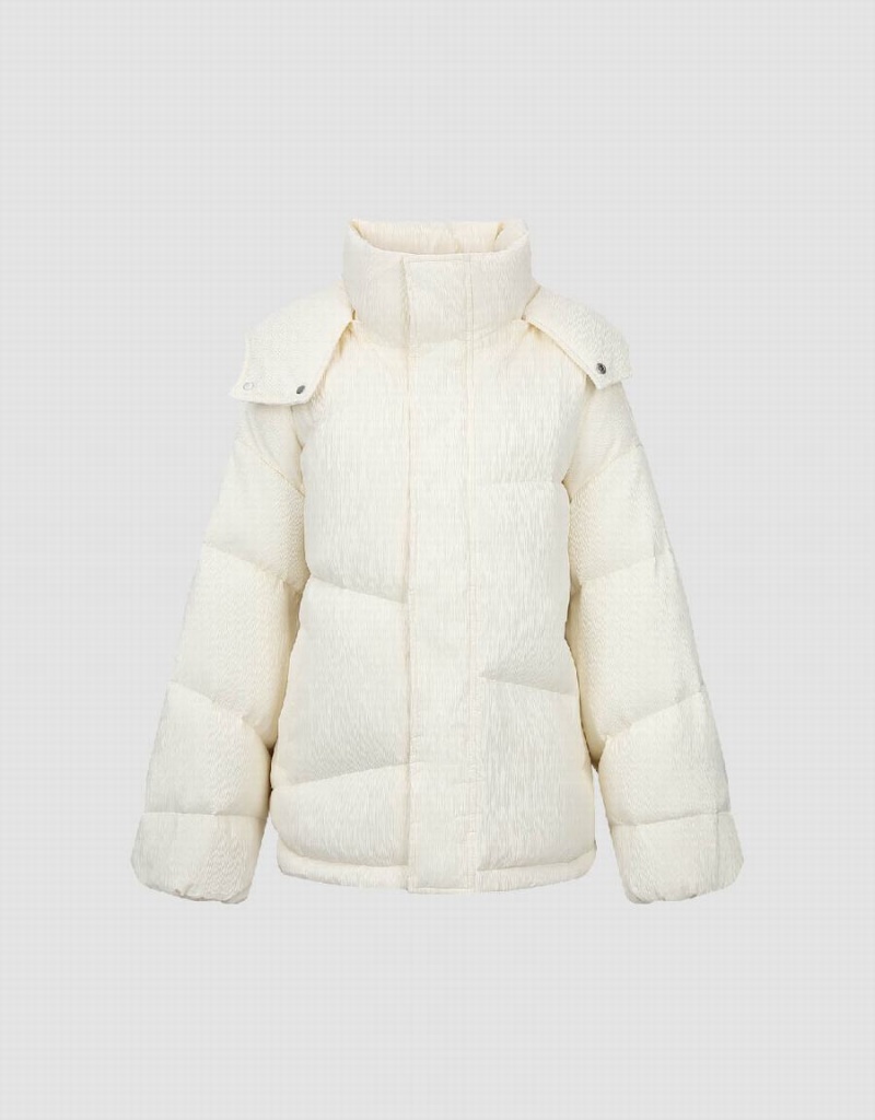 Veste Puffer Urban Revivo Stand Collar Femme Blanche | EEC1029MV