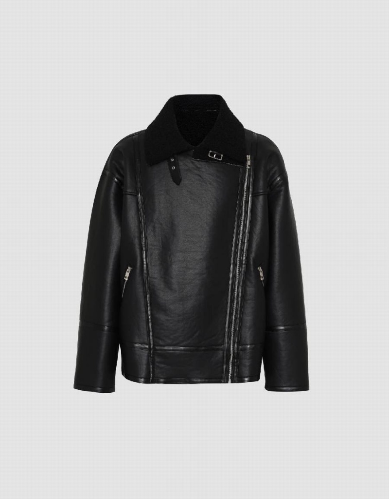 Vestes En Cuir Urban Revivo Droit Vegan Homme Noir | NZF4149EB