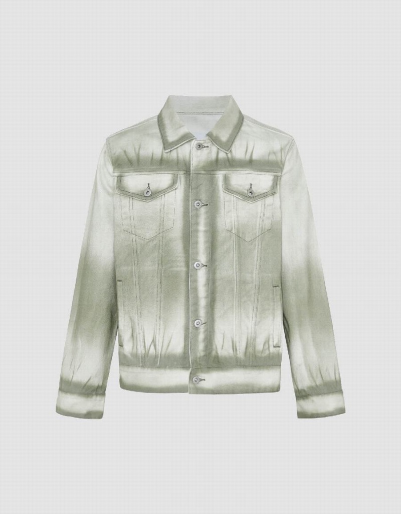 Vestes En Jean Urban Revivo Gradient Loose Homme Vert | KBV6255GE