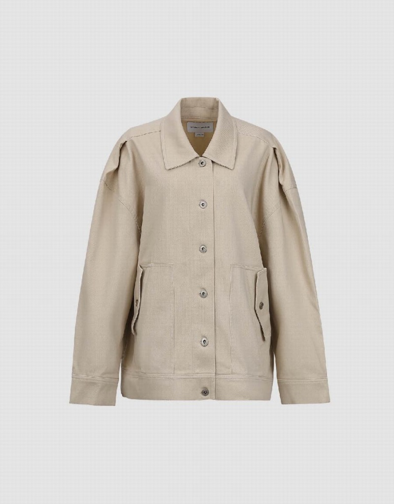 Vestes Urban Revivo Button Up A-Line Femme Kaki | KCU5149FE