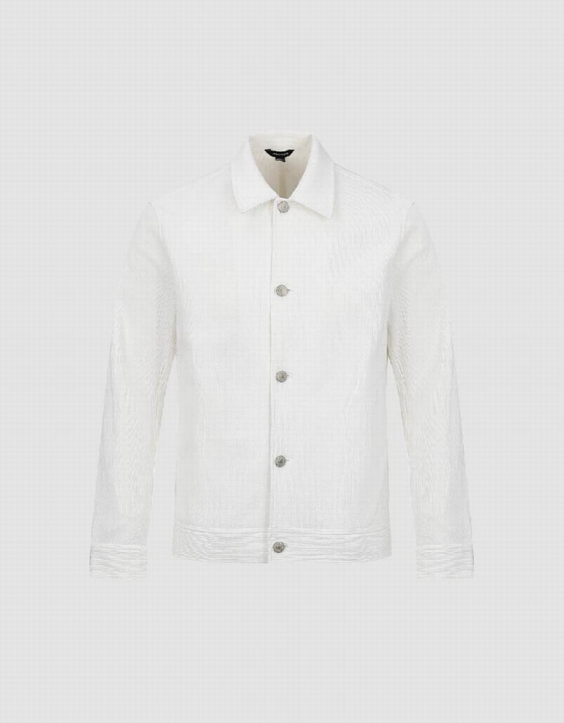 Vestes Urban Revivo Button Up Droit Homme Blanche | CNX3548XL