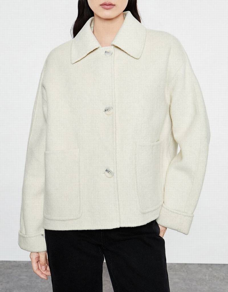 Vestes Urban Revivo Cropped Woolen Femme Beige | BUM27100JA