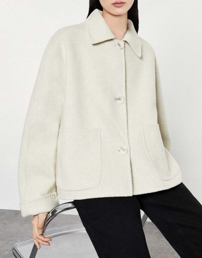 Vestes Urban Revivo Cropped Woolen Femme Beige | BUM27100JA