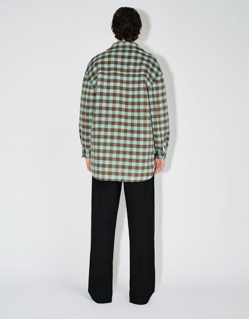 Vestes Urban Revivo Plaid Droit Woolen Homme Vert | BBG2060KG