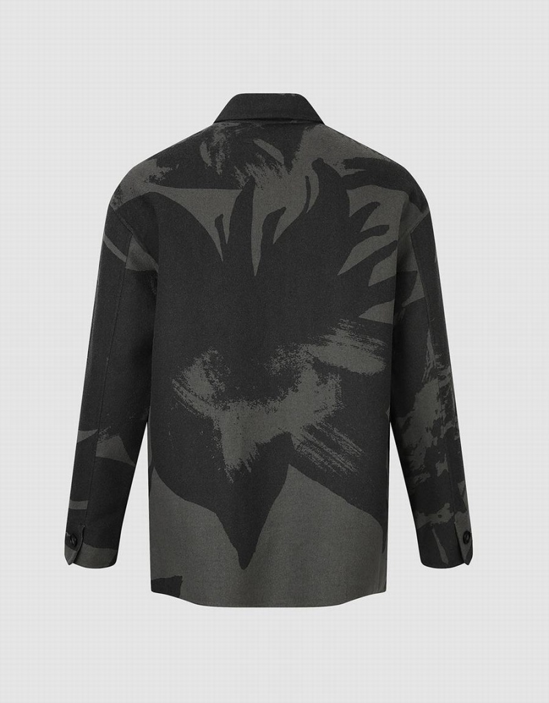 Vestes Urban Revivo Printed Droit Homme Grise | GHH3517TV