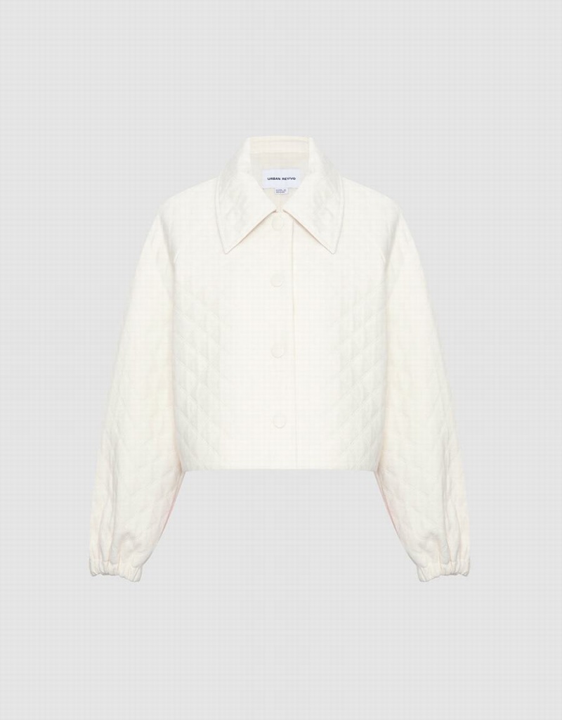 Vestes Urban Revivo Textured Button Up Femme Blanche | BQV9631CA