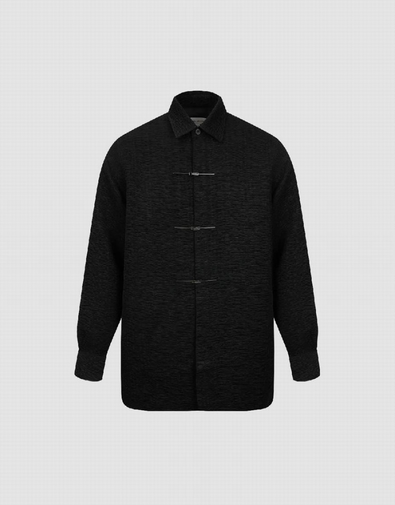 Vestes Urban Revivo Textured Loose Homme Noir | DYB6417RM