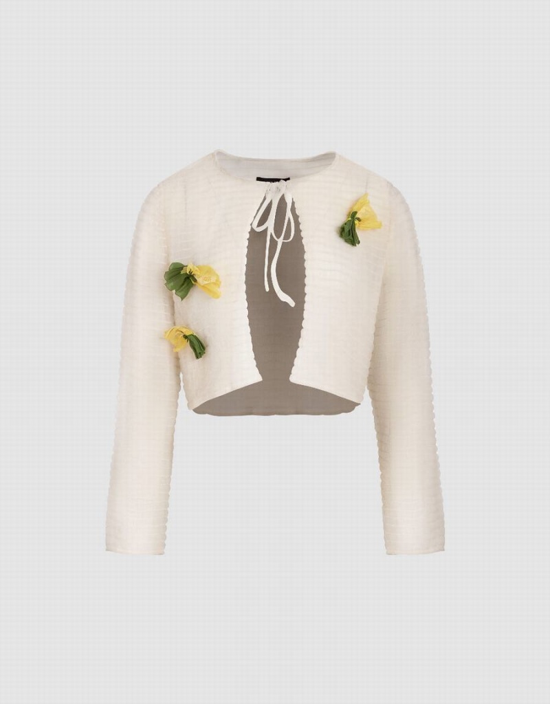 Vestes Urban Revivo UR × Caroline Hu Tie Front Flower Femme Beige | JLV7177PL