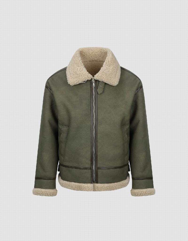 Vestes Urban Revivo Zippé Front Droit Homme Vert | FER1044JK