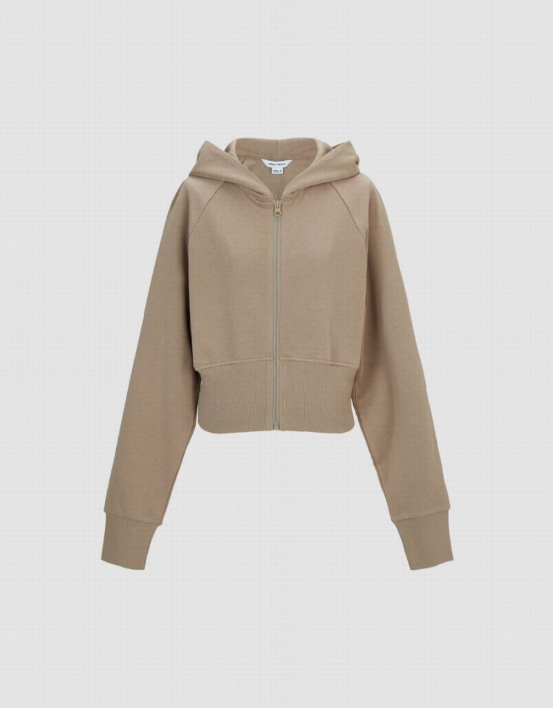 Vestes Urban Revivo Zippé Front Raglan Sleeve Tricoté Femme Kaki | ZNJ1144VC