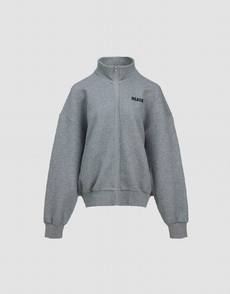 Vestes Urban Revivo Zippé Front Tricoté Femme Grise Clair | ZOJ7353SC